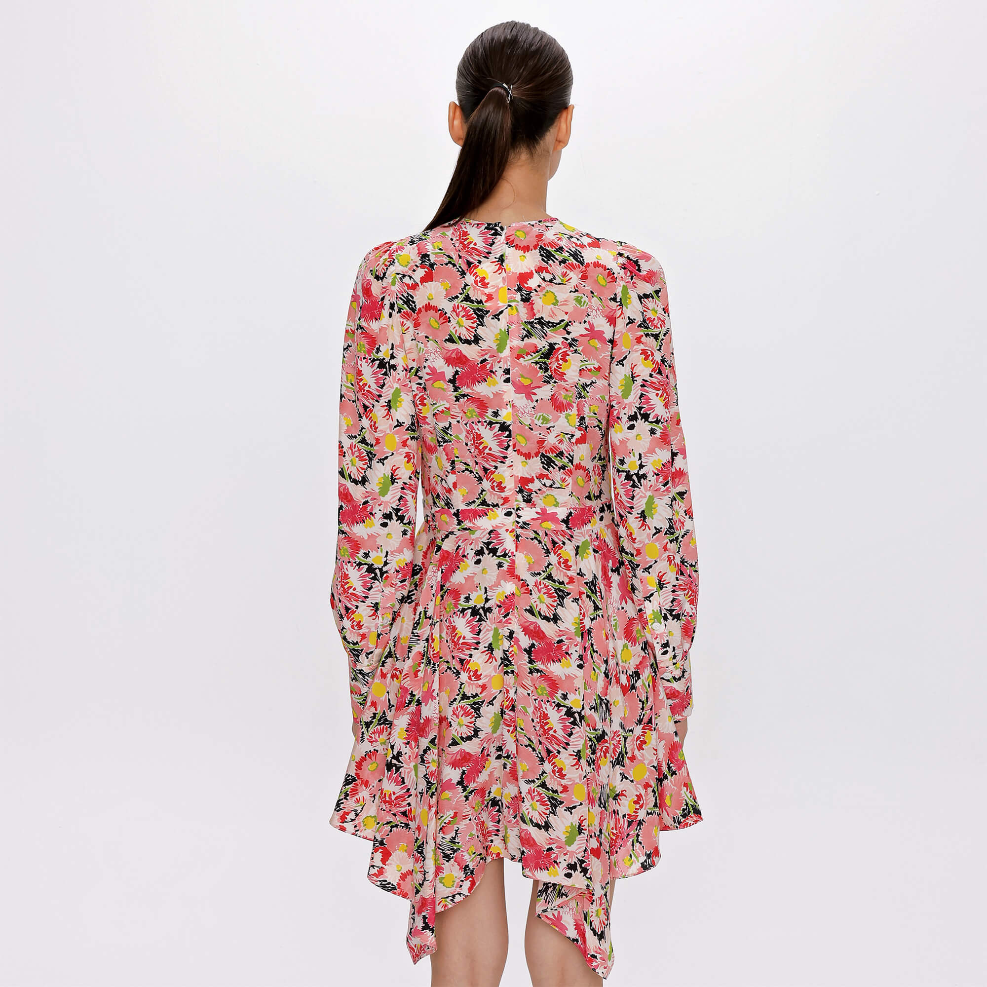 Stella McCartney - Pink&Red Floral Print Silk Dress